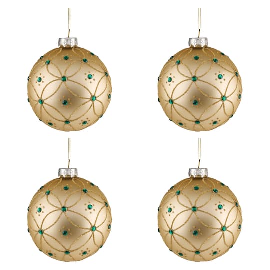 Melrose 4" Glass Ball Ornaments, 4ct.